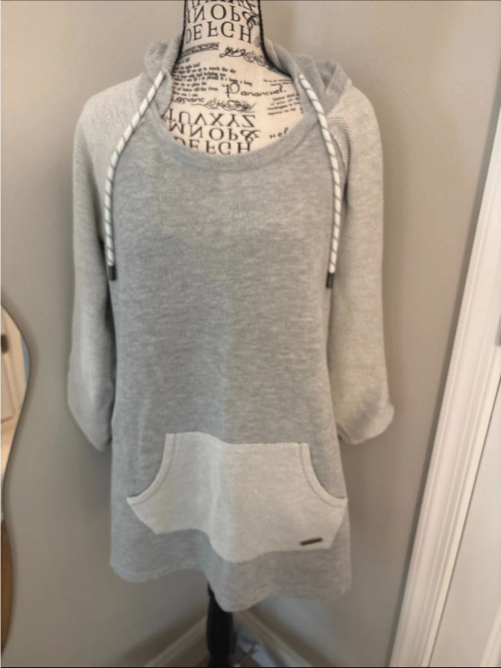 Marc New York Light Grey Hooded Tunic Sweatshirt